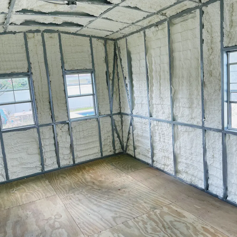 Closed-cell spray foam insulation applied to wall cavities in a residential project in Little Egg Harbor